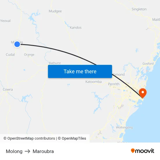 Molong to Maroubra map
