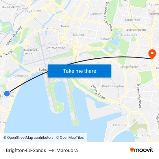 Brighton-Le-Sands to Maroubra map