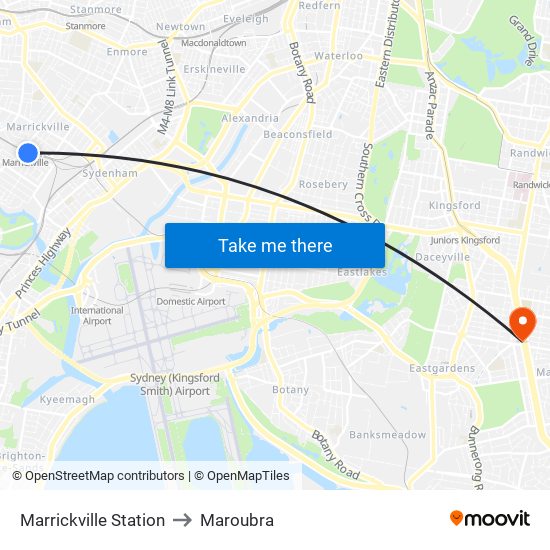 Marrickville Station to Maroubra map