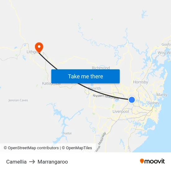 Camellia to Marrangaroo map