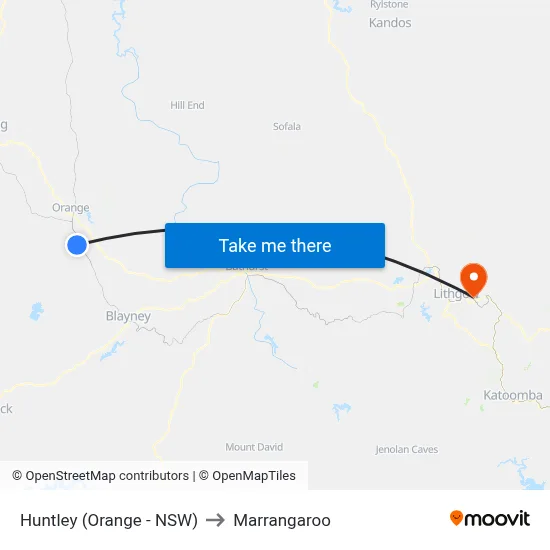 Huntley (Orange - NSW) to Marrangaroo map