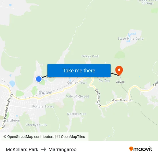 McKellars Park to Marrangaroo map