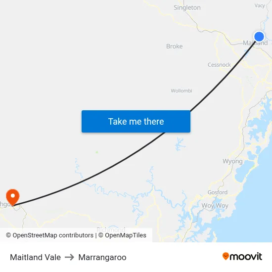 Maitland Vale to Marrangaroo map