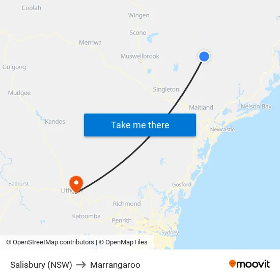 Salisbury (NSW) to Marrangaroo map