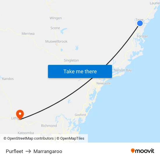 Purfleet to Marrangaroo map