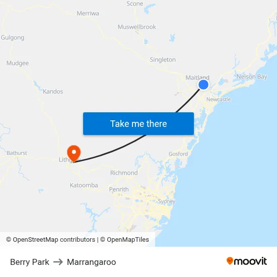Berry Park to Marrangaroo map