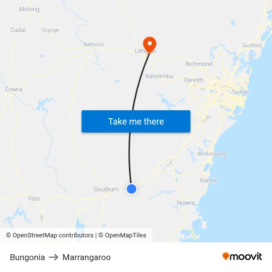 Bungonia to Marrangaroo map