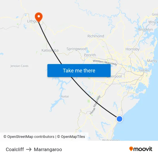 Coalcliff to Marrangaroo map