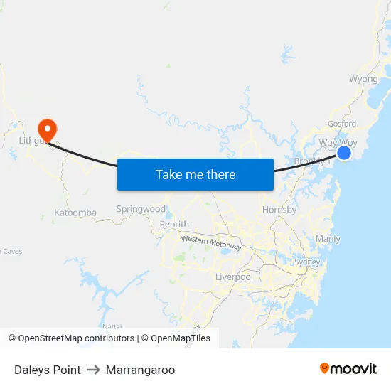 Daleys Point to Marrangaroo map