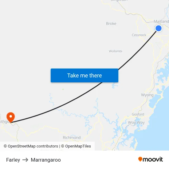 Farley to Marrangaroo map