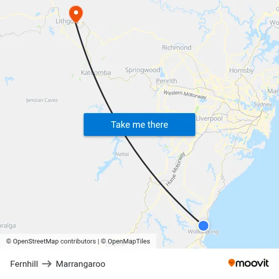 Fernhill to Marrangaroo map