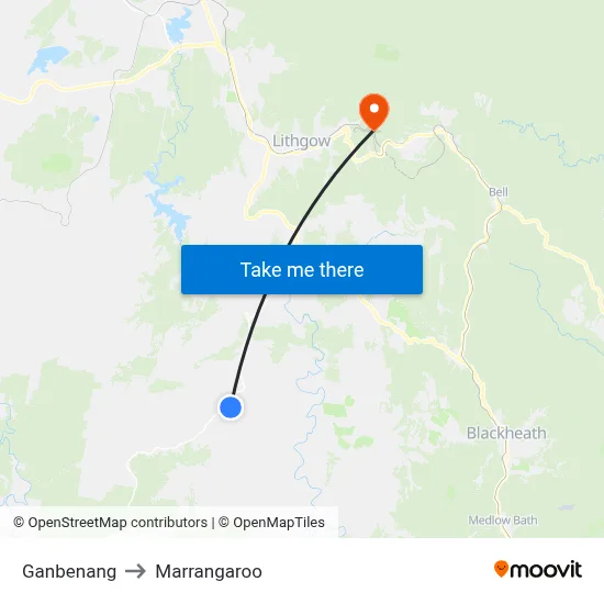 Ganbenang to Marrangaroo map