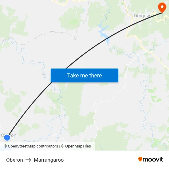 Oberon to Marrangaroo map