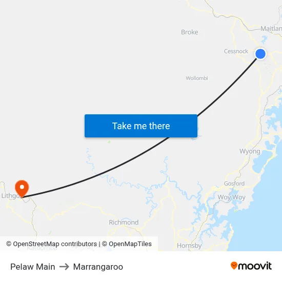 Pelaw Main to Marrangaroo map