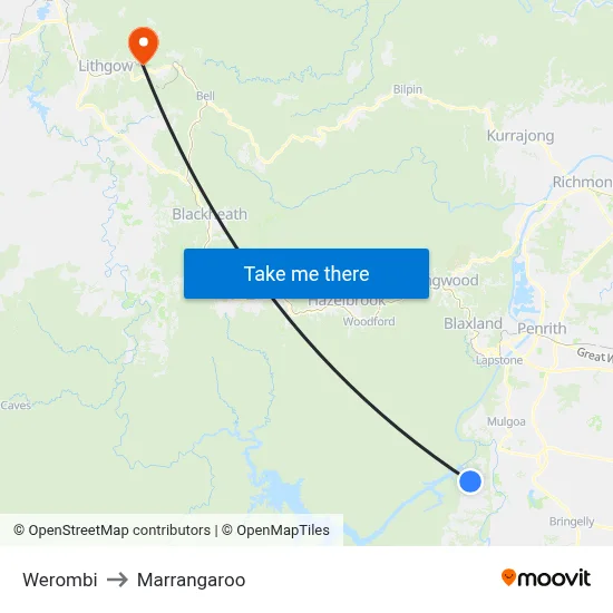 Werombi to Marrangaroo map