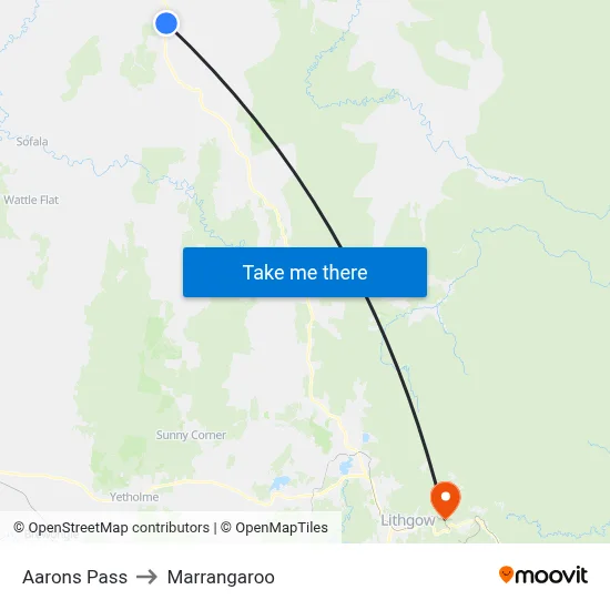 Aarons Pass to Marrangaroo map