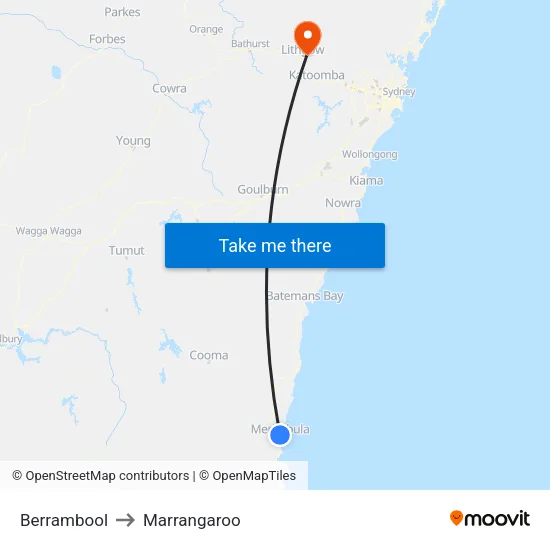 Berrambool to Marrangaroo map