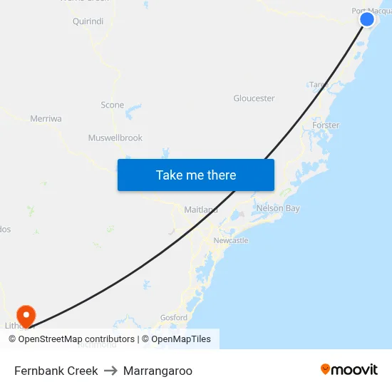 Fernbank Creek to Marrangaroo map