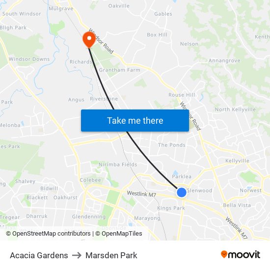 Acacia Gardens to Marsden Park map