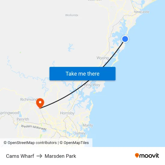 Cams Wharf to Marsden Park map