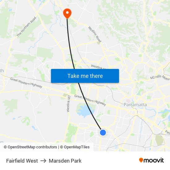 Fairfield West to Marsden Park map