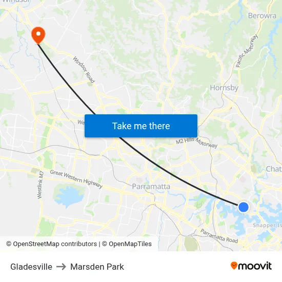 Gladesville to Marsden Park map