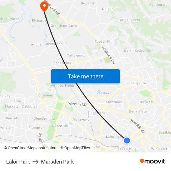 Lalor Park to Marsden Park map