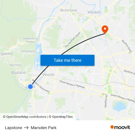 Lapstone to Marsden Park map