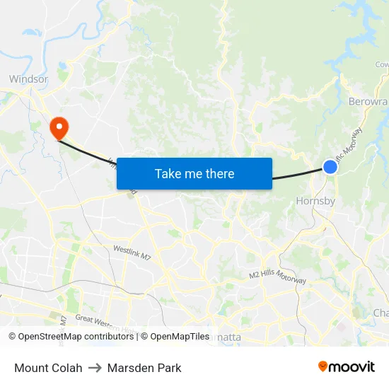 Mount Colah to Marsden Park map