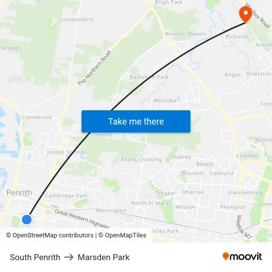 South Penrith to Marsden Park map
