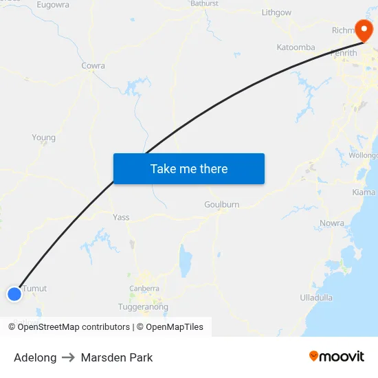 Adelong to Marsden Park map