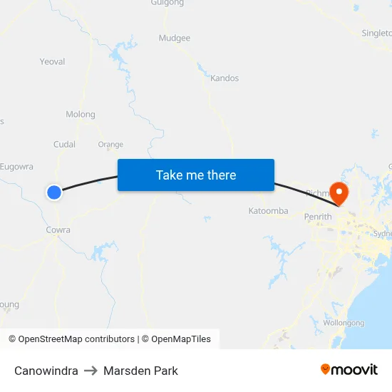 Canowindra to Marsden Park map