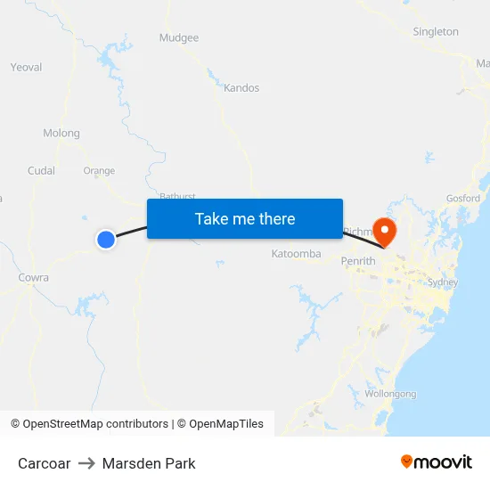 Carcoar to Marsden Park map