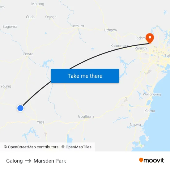 Galong to Marsden Park map