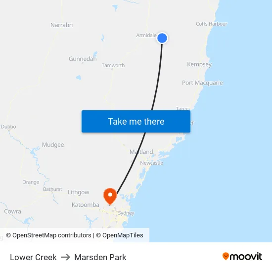 Lower Creek to Marsden Park map