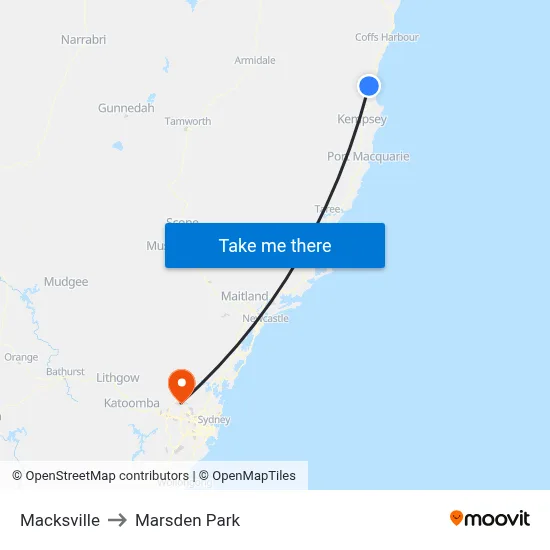 Macksville to Marsden Park map