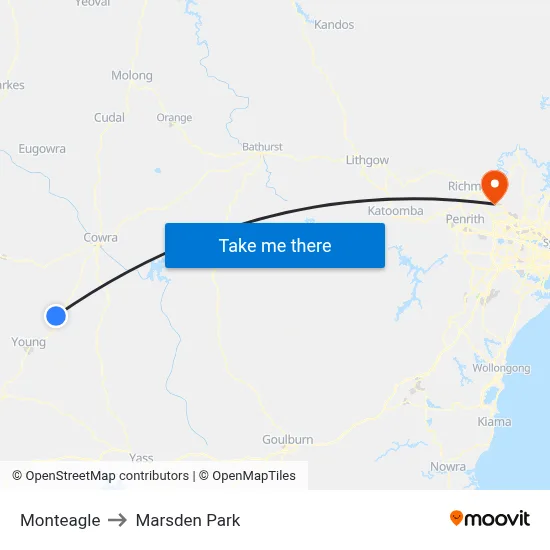Monteagle to Marsden Park map
