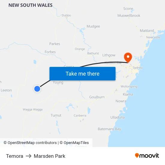 Temora to Marsden Park map