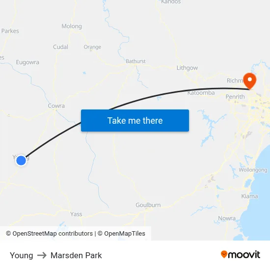 Young to Marsden Park map