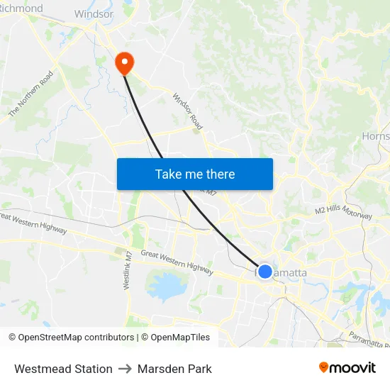 Westmead Station to Marsden Park map