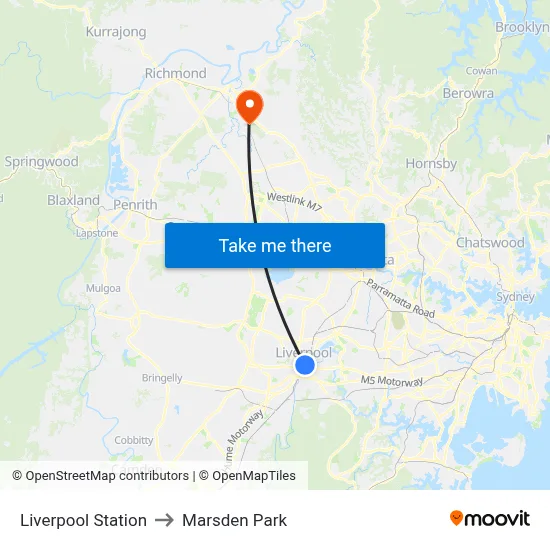 Liverpool Station to Marsden Park map
