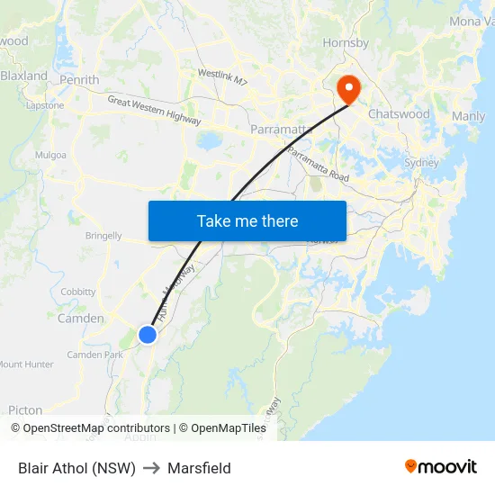 Blair Athol (NSW) to Marsfield map