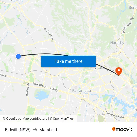 Bidwill (NSW) to Marsfield map