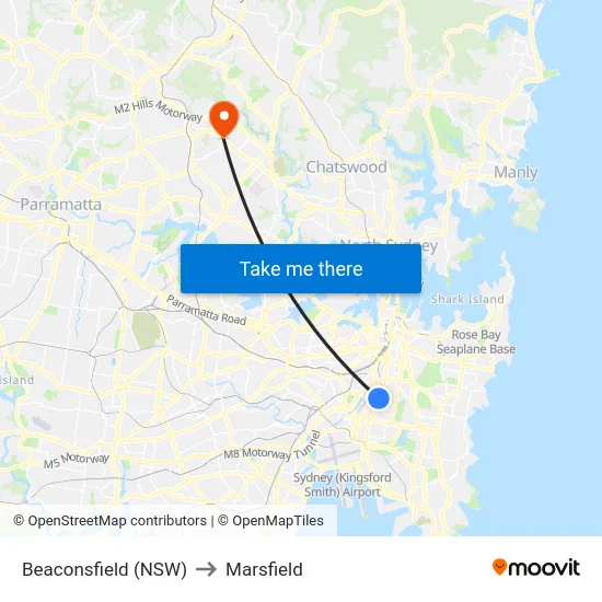 Beaconsfield (NSW) to Marsfield map