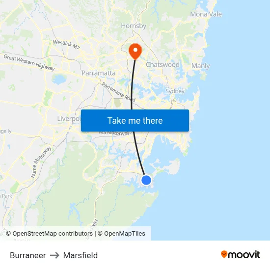 Burraneer to Marsfield map