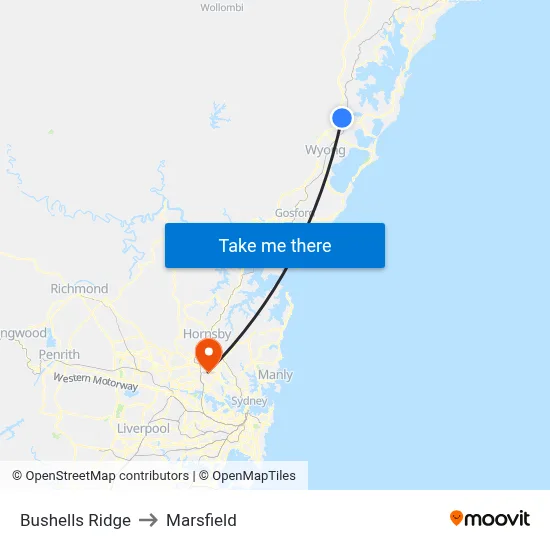 Bushells Ridge to Marsfield map