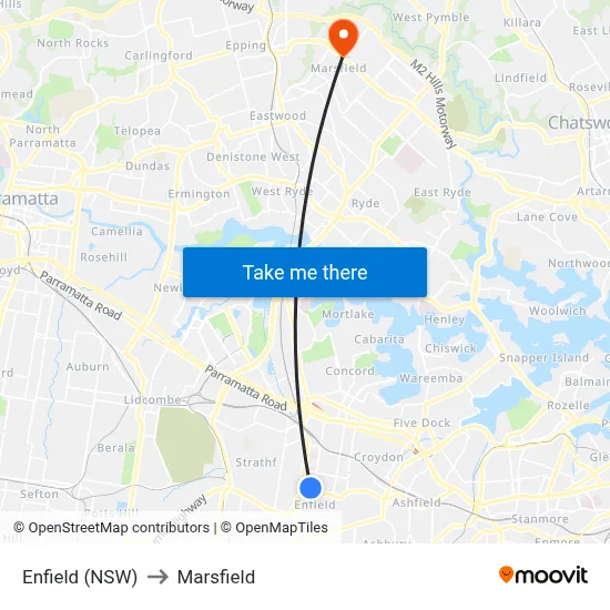 Enfield (NSW) to Marsfield map