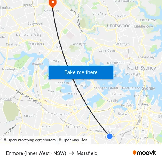 Enmore (Inner West - NSW) to Marsfield map