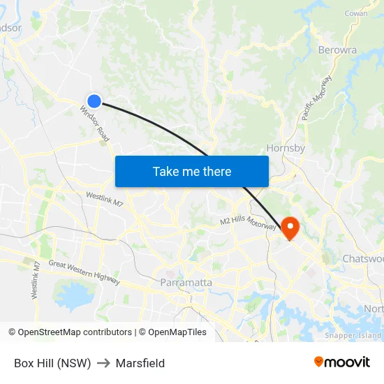 Box Hill (NSW) to Marsfield map