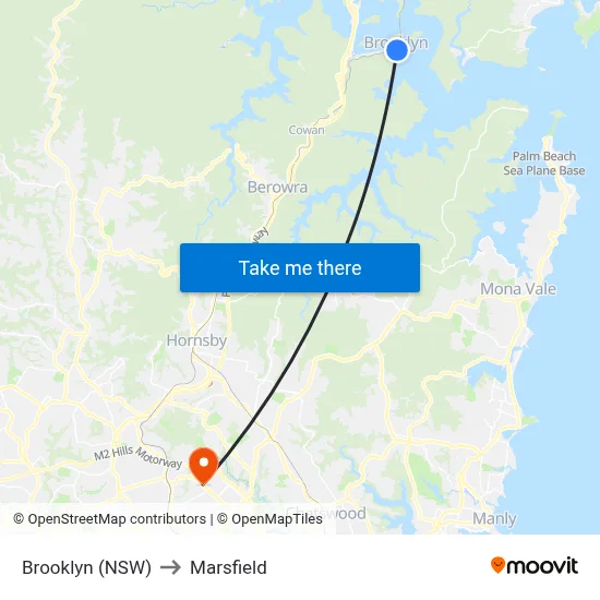 Brooklyn (NSW) to Marsfield map